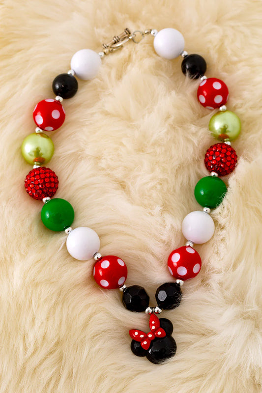 Red & Black Bubble Necklace w/ Character Charm