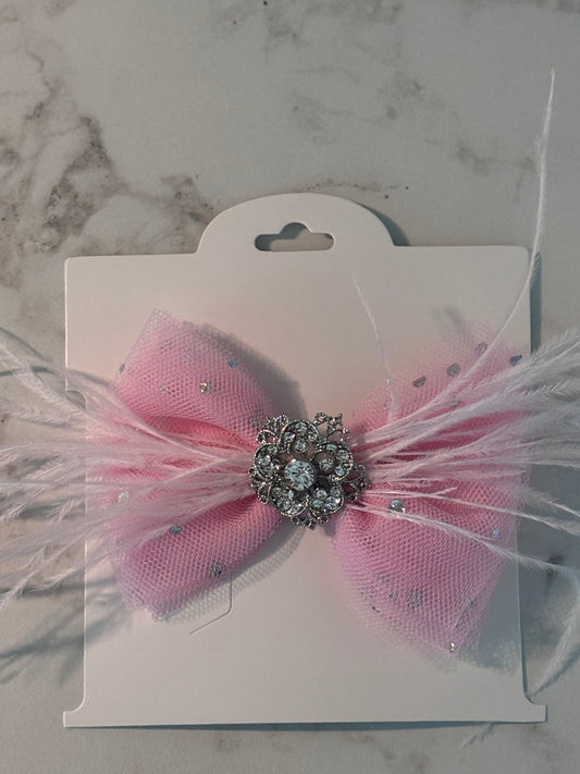 Pink Diamond 4 in Feather Bow